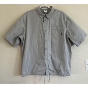 Nike Club Button-Down Men's Size Large Short-Sleeve Top Grey  DX0898-012